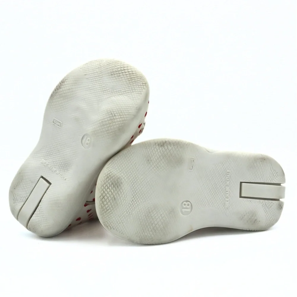Love Moschino Kids Girls Mary Jane Shoes Size 18 (3.5K)White Red‎ Heart Designer